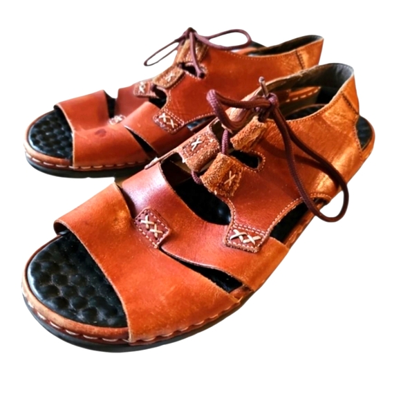 Rieker Leather Sandals Gladiator Leather Lace Up - Picture 2 of 8